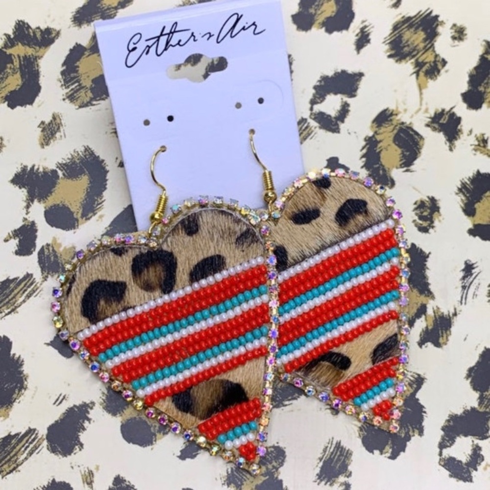 Country Chic Valentine Felt Back leopard Lightweight Earring